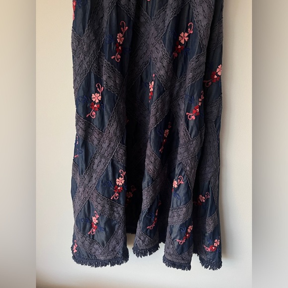 Ruby Yaya Embroidered Spaghetti Strap Tasseled Boho Maxi Dress Size Small - Picture 3 of 12